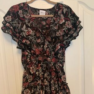 Misa Los Angles Mini Black Floral Dress